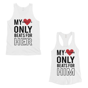 My Heart Beats For Her Him Matching Couple Tank Tops Valentines Day