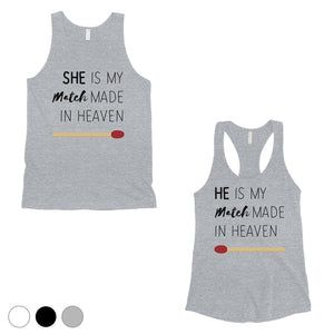 Match Made In Heaven Matching Couple Tank Tops Valentine's Day Gift