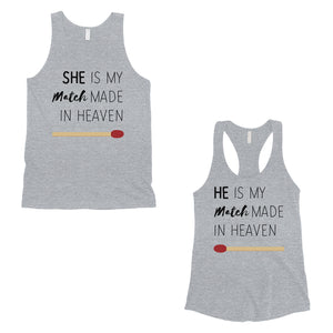 Match Made In Heaven Matching Couple Tank Tops Valentine's Day Gift