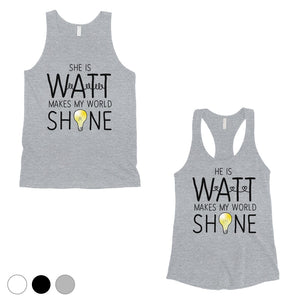 Watt World Shine Light Matching Couple Tank Tops For Anniversary