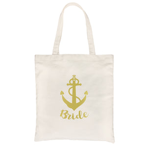 Bride Crew Anchor-GOLD Canvas Shoulder Bag Simple Sweet Bridal Gift