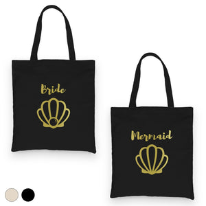 Bride Mermaid Seashell-GOLD Canvas Shoulder Bag Glamorous Nice Gift