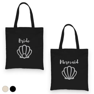 Bride Mermaid Seashell-SILVER Canvas Shoulder Bag Anniversary Gift