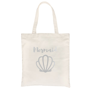 Bride Mermaid Seashell-SILVER Canvas Shoulder Bag Anniversary Gift