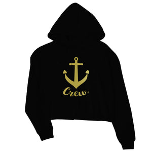 Bride Crew Anchor-GOLD Womens Crop Hoodie Exciting Playful Fun Gift