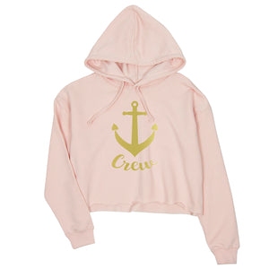 Bride Crew Anchor-GOLD Womens Crop Hoodie Exciting Playful Fun Gift