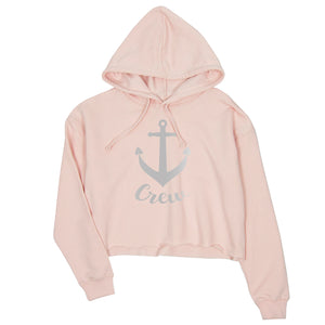 Bride Crew Anchor-SILVER Womens Crop Hoodie Cool Bright Great Gift