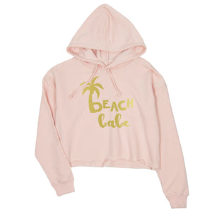 Beach Bride Babe Palm Tree-GOLD Womens Crop Hoodie Brilliant Fun