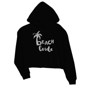 Beach Bride Babe Palm Tree-SILVER Womens Crop Hoodie Wonderful Chic