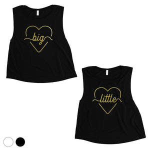 Big Little Line Heart-GOLD Womens Crop Top Responsible Hip Cute