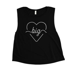 Big Little Line Heart-SILVER Womens Crop Top Considerate Fancy Gift