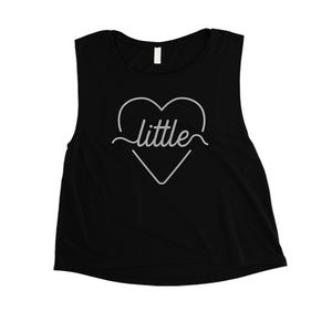 Big Little Line Heart-SILVER Womens Crop Top Considerate Fancy Gift