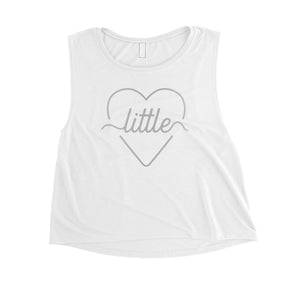 Big Little Line Heart-SILVER Womens Crop Top Considerate Fancy Gift