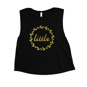 Big Little Leaf Wreath-GOLD Womens Crop Top Good Flowery Fun Gifts