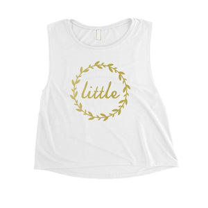 Big Little Leaf Wreath-GOLD Womens Crop Top Good Flowery Fun Gifts