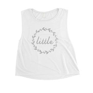 Big Little Leaf Wreath-SILVER Womens Crop Top Shiny Passsionate