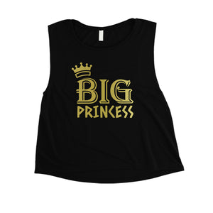 Big Little Princesss-GOLD Womens Crop Top Fun Grasteful Adorable