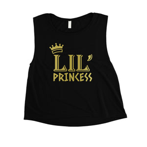 Big Little Princesss-GOLD Womens Crop Top Fun Grasteful Adorable