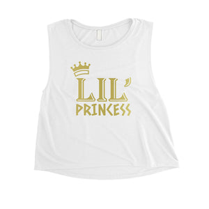 Big Little Princesss-GOLD Womens Crop Top Fun Grasteful Adorable