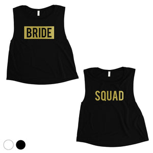 Bride Squad Boxed-GOLD Womens Crop Top Exciting Fancy Celebration