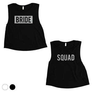 Bride Squad Boxed-SILVER Womens Crop Top Wholesome Sweet Wedding