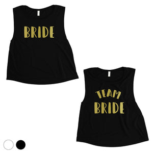 Bride Team Bride-GOLD Womens Crop Top Extravagent Blessed Awesome