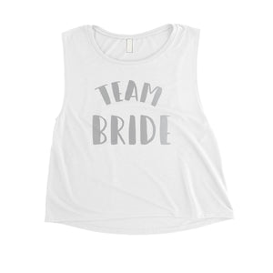 Bride Team Bride-SILVER Womens Crop Top Unique Cool Anniversary