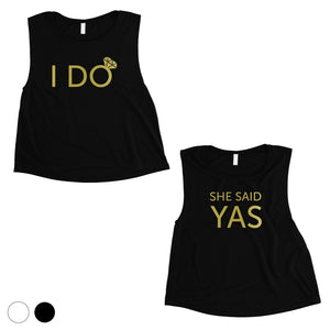 I Do She Said Yas-GOLD Womens Crop Top Sweet Amazing Matching Gift