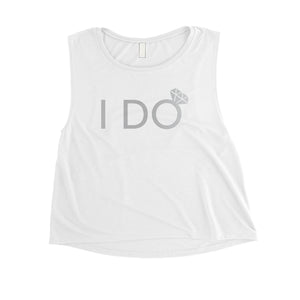 I Do She Said Yas-SILVER Womens Crop Top Wholesome Fun Anniversary