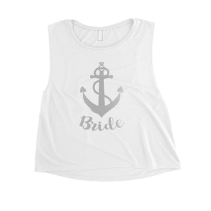 Bride Crew Anchor-SILVER Womens Crop Top Heartfelt Fun Bridal Gift