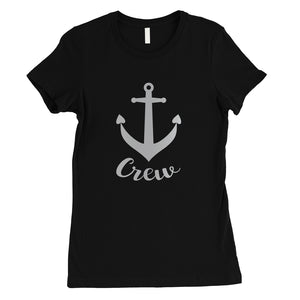 Bride Crew Anchor-SILVER Womens T-Shirt Playful Bright Anniversary