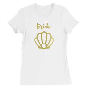 Bride Mermaid Seashell-GOLD Womens T-Shirt Splendid Celebration
