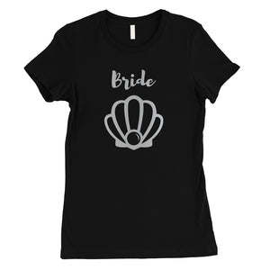Bride Mermaid Seashell-SILVER Womens T-Shirt Fun Amazing Wedding
