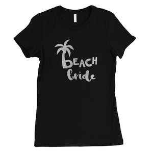 Beach Bride Babe Palm Tree-SILVER Womens T-Shirt Chic Modern Nice