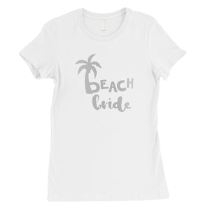 Beach Bride Babe Palm Tree-SILVER Womens T-Shirt Chic Modern Nice