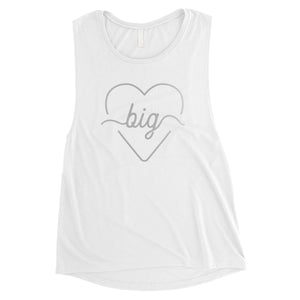 Big Little Line Heart-SILVER Womens Muscle Tank Top Heartfelt Gift