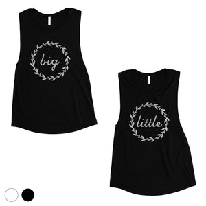 Big Little Leaf Wreath-SILVER Womens Muscle Tank Top Loyal Flowery