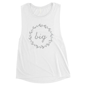 Big Little Leaf Wreath-SILVER Womens Muscle Tank Top Loyal Flowery