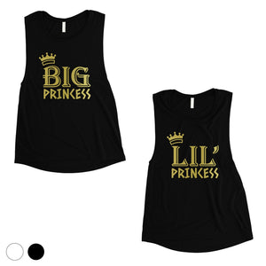 Big Little Princesss-GOLD Womens Muscle Tank Top Fun Cute Awesome