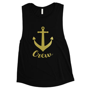 Bride Crew Anchor-GOLD Womens Muscle Tank Top Loving Anniversary
