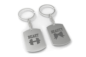 Beauty and Beast Couple Key Chain- His and Hers Key Rings, Couple Keychains - 365INLOVE